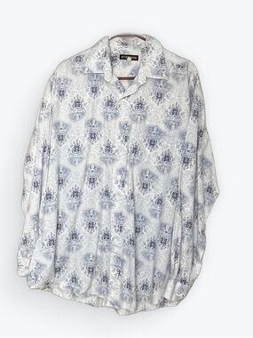 Stetson White, Light Blue and Navy Patterned Button-Down Shirt men’s XL